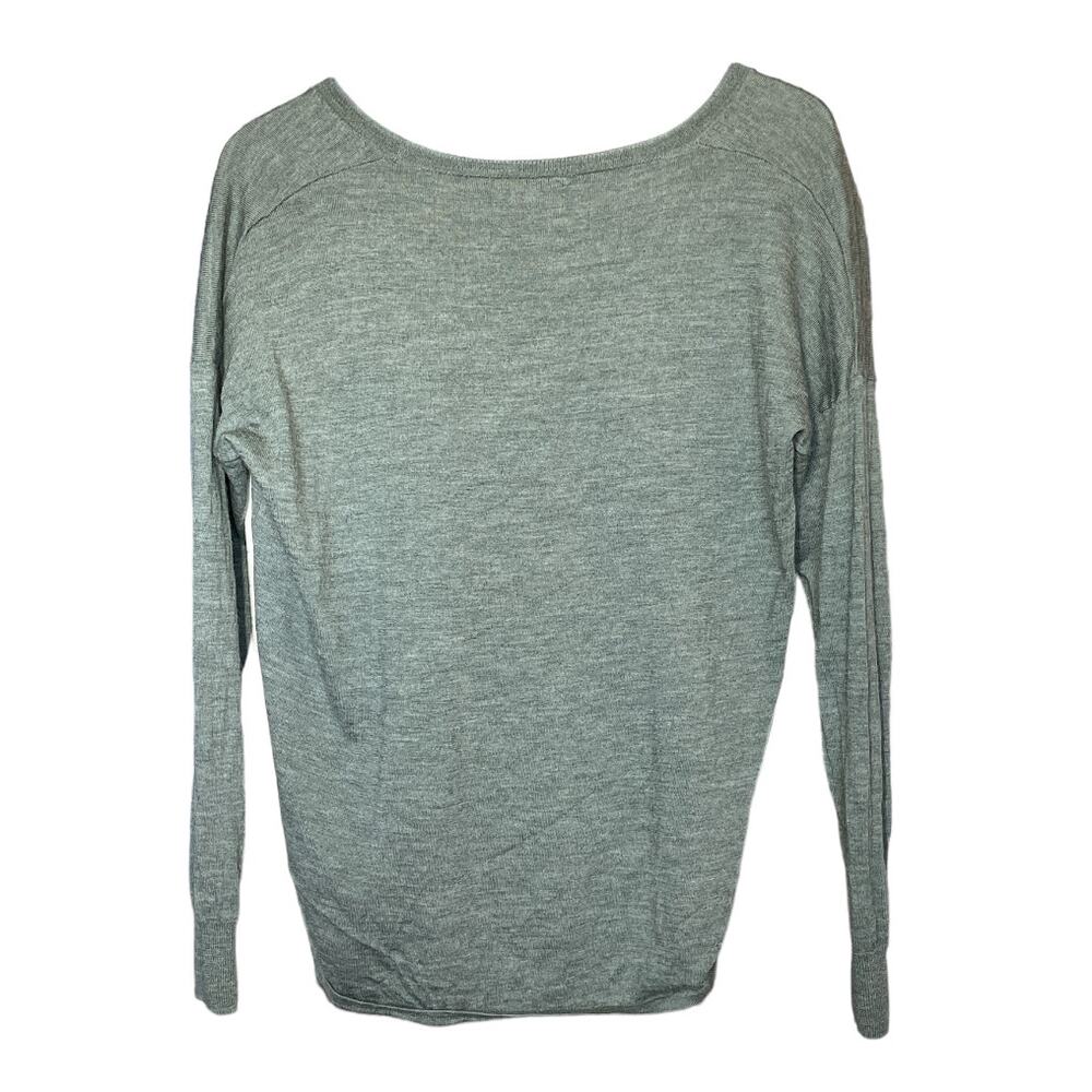 Madewell Northlight Merino Wool Hi-Lo Sweater Heather Sage Green Medium - Picture 2 of 6